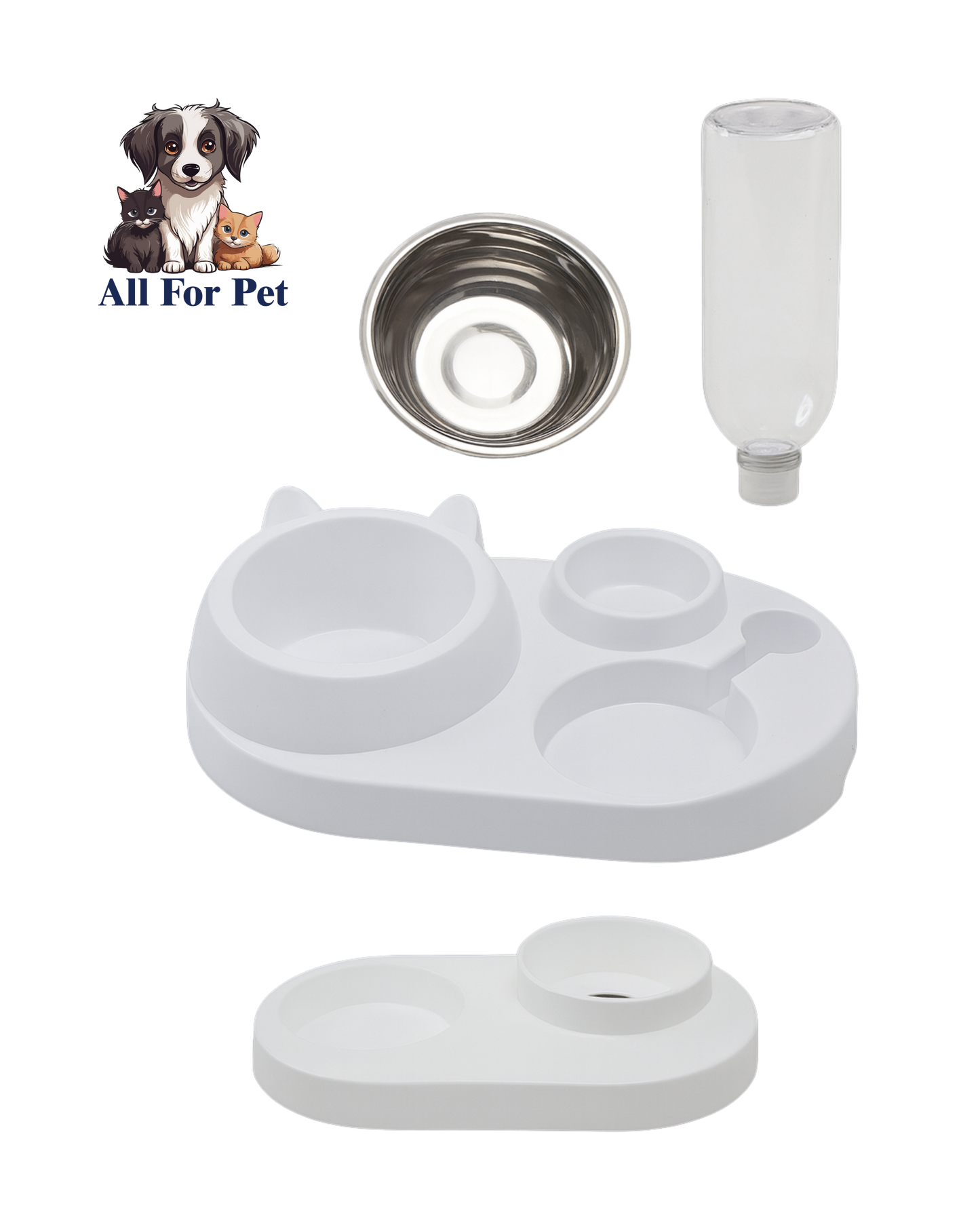 Gamelle Double 2-en-1 avec Fontaine Automatique pour Chiens et Chats – Design Antidéversement et Hygiénique