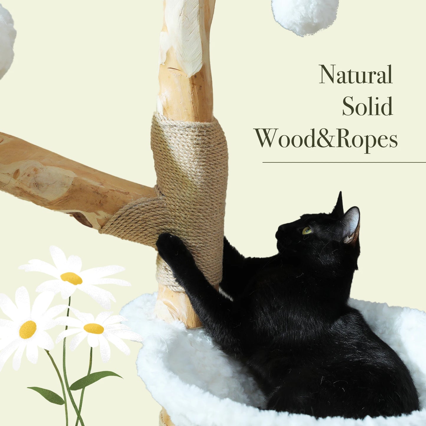 Arbre à Chat de Luxe en Bois Massif – Design Élégant, Confort Suprême et Stabilité Inégalée | All For Pe