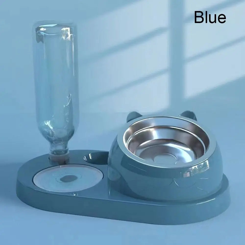 Gamelle Double 2-en-1 avec Fontaine Automatique pour Chiens et Chats – Design Antidéversement et Hygiénique