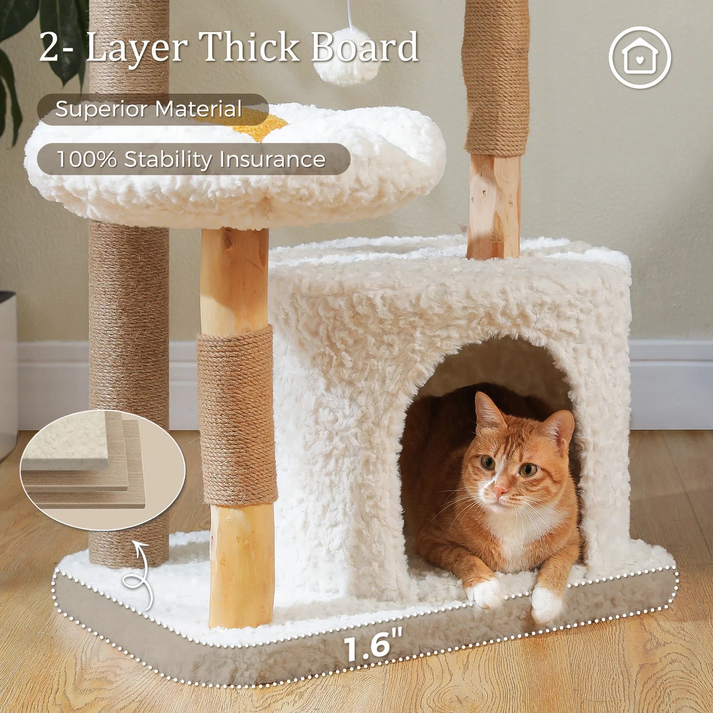 Arbre à Chat de Luxe en Bois Massif – Design Élégant, Confort Suprême et Stabilité Inégalée | All For Pe