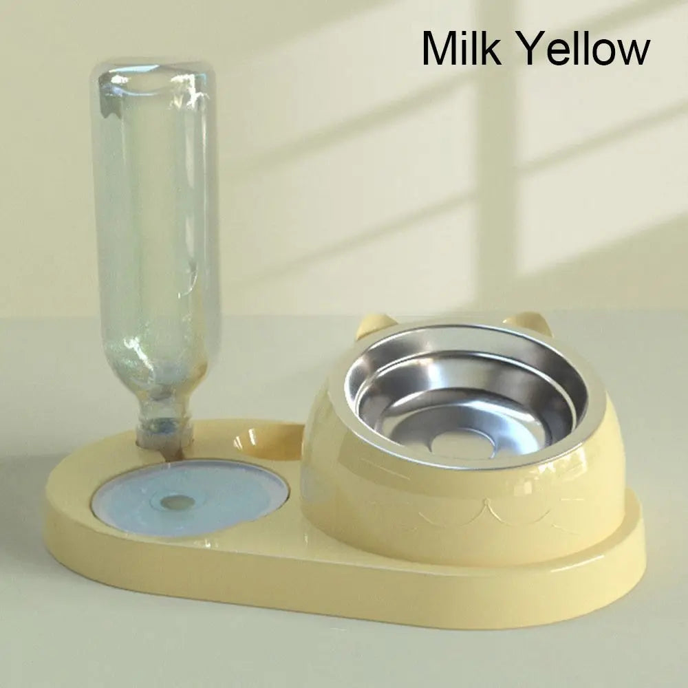 Gamelle Double 2-en-1 avec Fontaine Automatique pour Chiens et Chats – Design Antidéversement et Hygiénique
