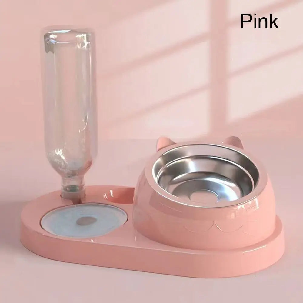 Gamelle Double 2-en-1 avec Fontaine Automatique pour Chiens et Chats – Design Antidéversement et Hygiénique
