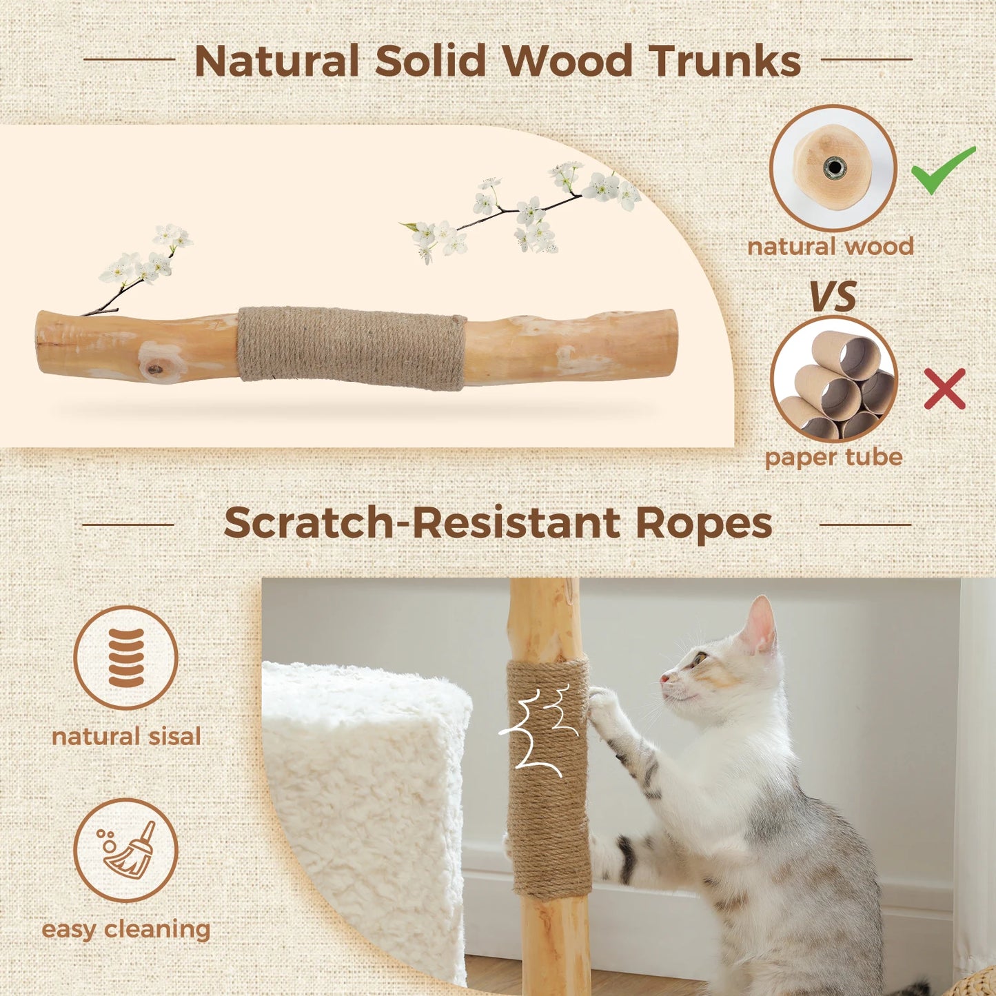 Arbre à Chat de Luxe en Bois Massif – Design Élégant, Confort Suprême et Stabilité Inégalée | All For Pe