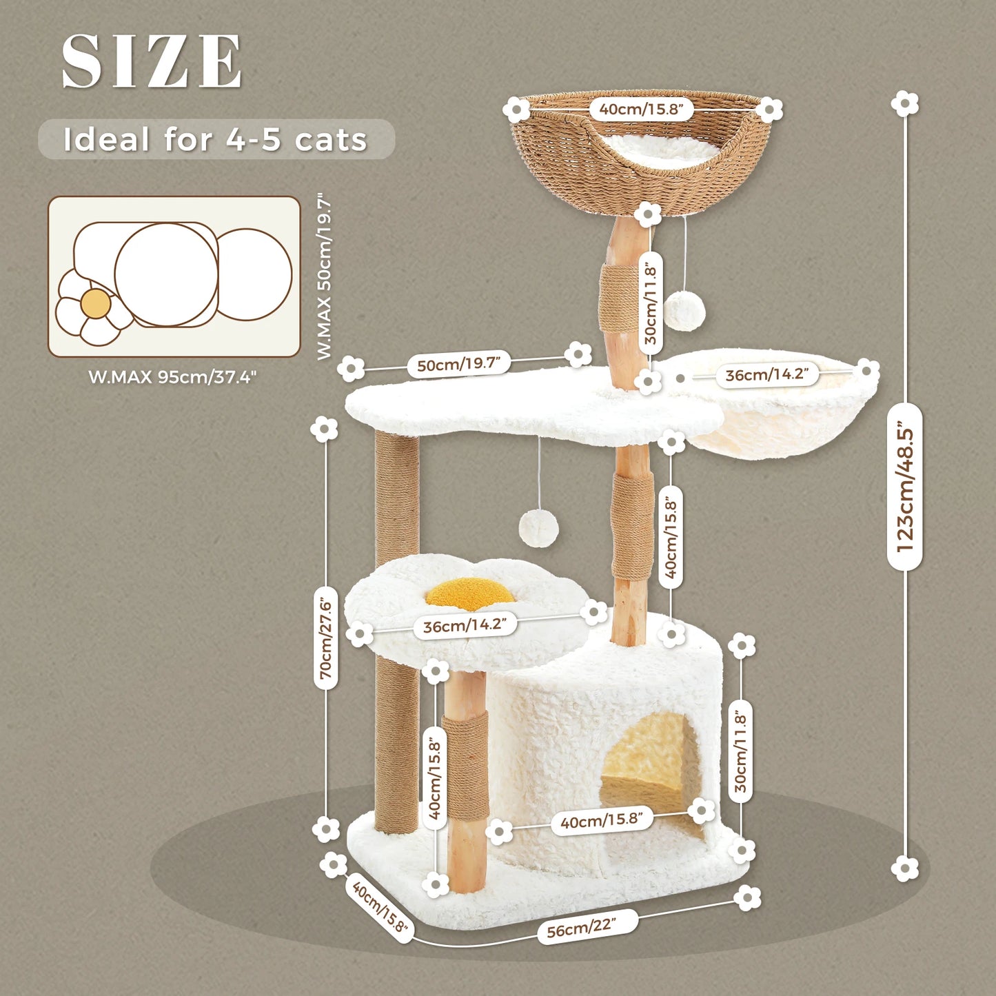 Arbre à Chat de Luxe en Bois Massif – Design Élégant, Confort Suprême et Stabilité Inégalée | All For Pe