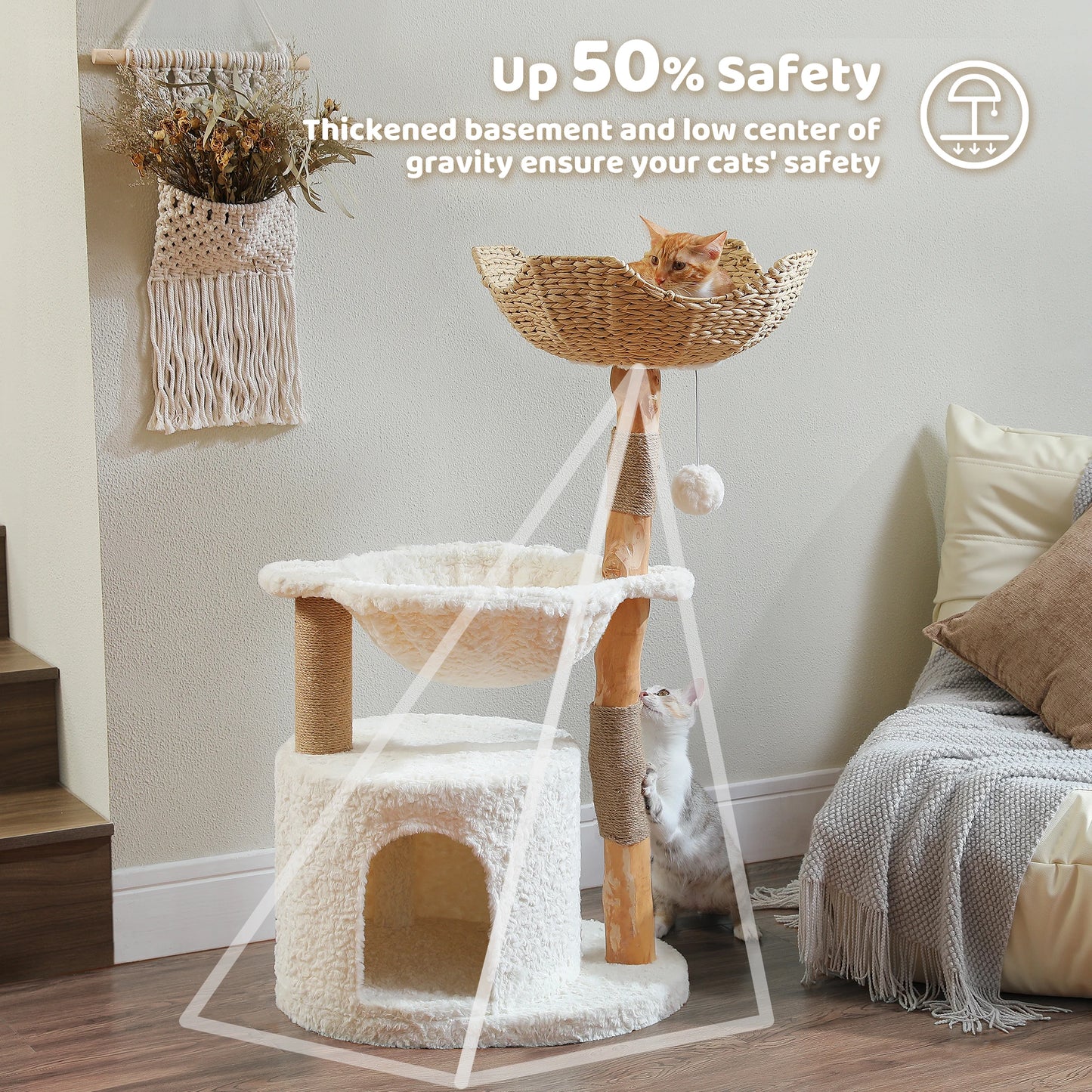Arbre à Chat de Luxe en Bois Massif – Design Élégant, Confort Suprême et Stabilité Inégalée | All For Pe