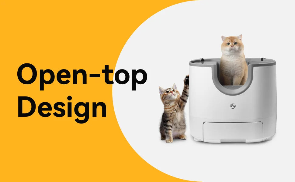Bac à Litière Auto-Nettoyant pour Chats – Grande Capacité | Design Ouvert | Nettoyage Automatique & Capteurs Intelligents