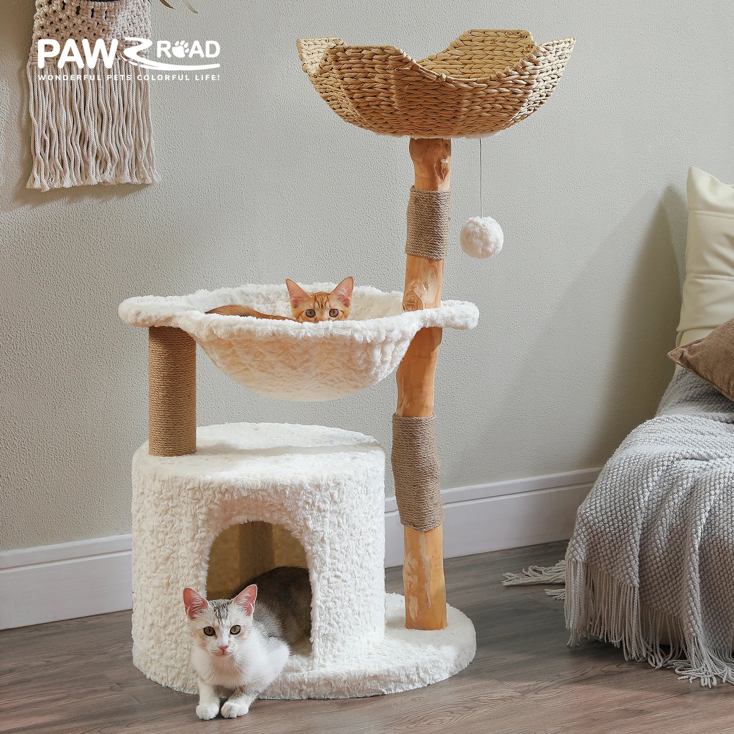 Arbre à Chat de Luxe en Bois Massif – Design Élégant, Confort Suprême et Stabilité Inégalée | All For Pe
