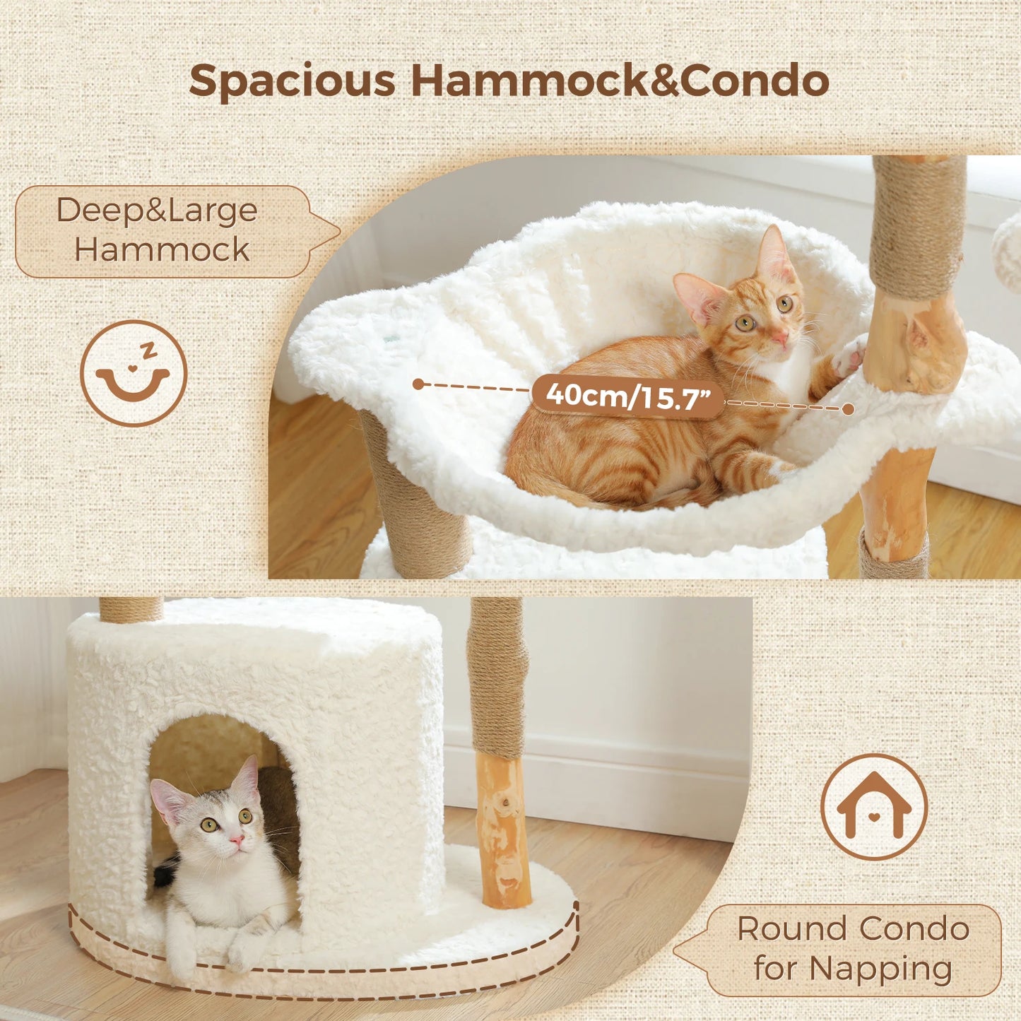 Arbre à Chat de Luxe en Bois Massif – Design Élégant, Confort Suprême et Stabilité Inégalée | All For Pe