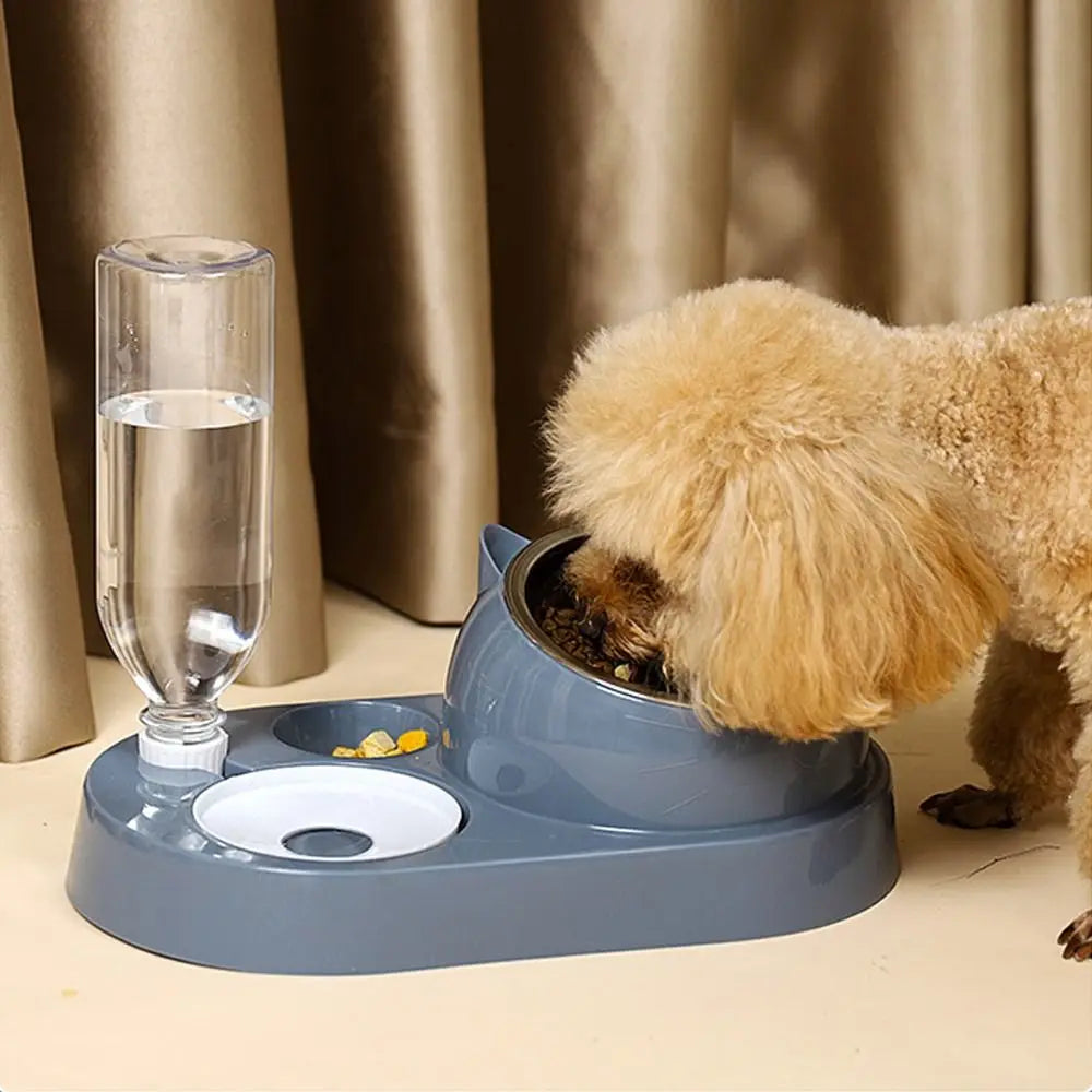 Gamelle Double 2-en-1 avec Fontaine Automatique pour Chiens et Chats – Design Antidéversement et Hygiénique