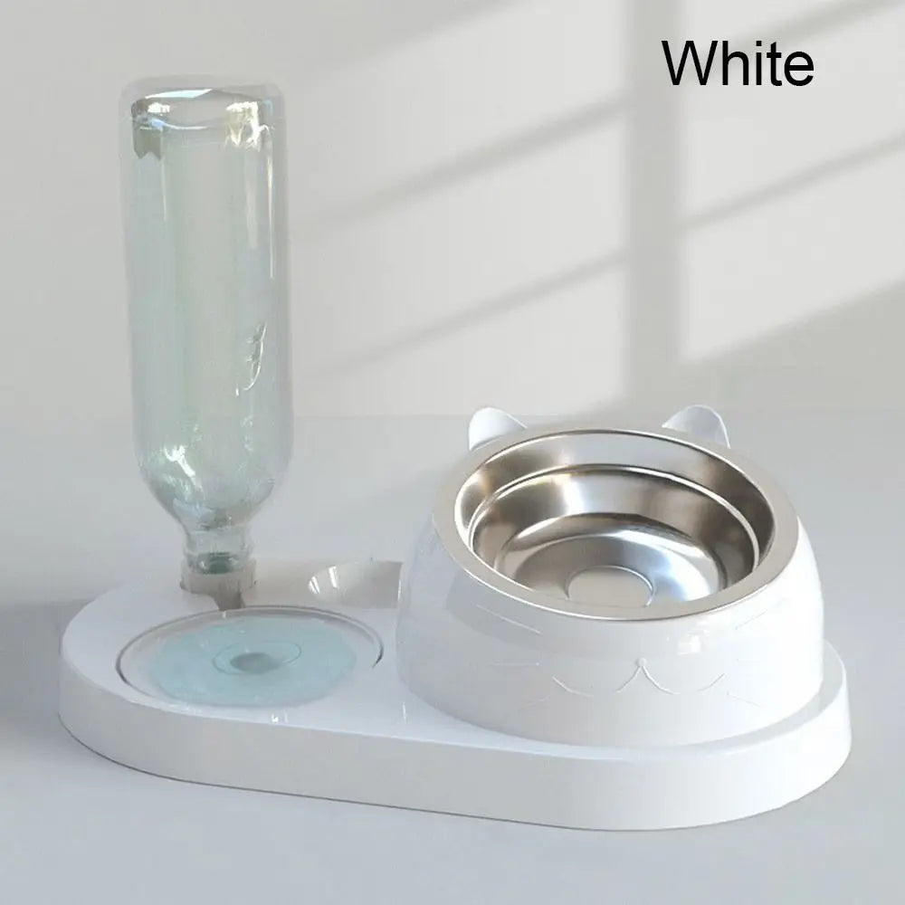 Gamelle Double 2-en-1 avec Fontaine Automatique pour Chiens et Chats – Design Antidéversement et Hygiénique
