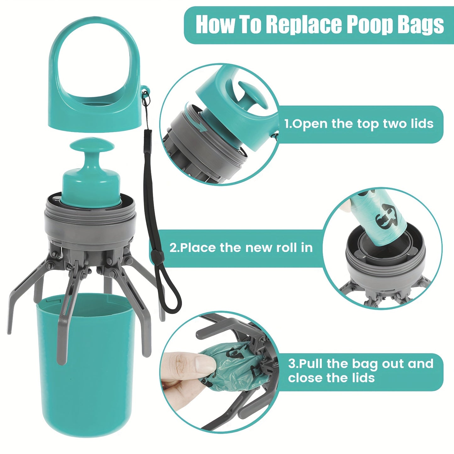 Ramasse-crottes pour chien portable – Pince hygiénique Allforpet pour ramasser les déjections canines sans contact, idéale pour les balades et la propreté urbaine - All For Pet