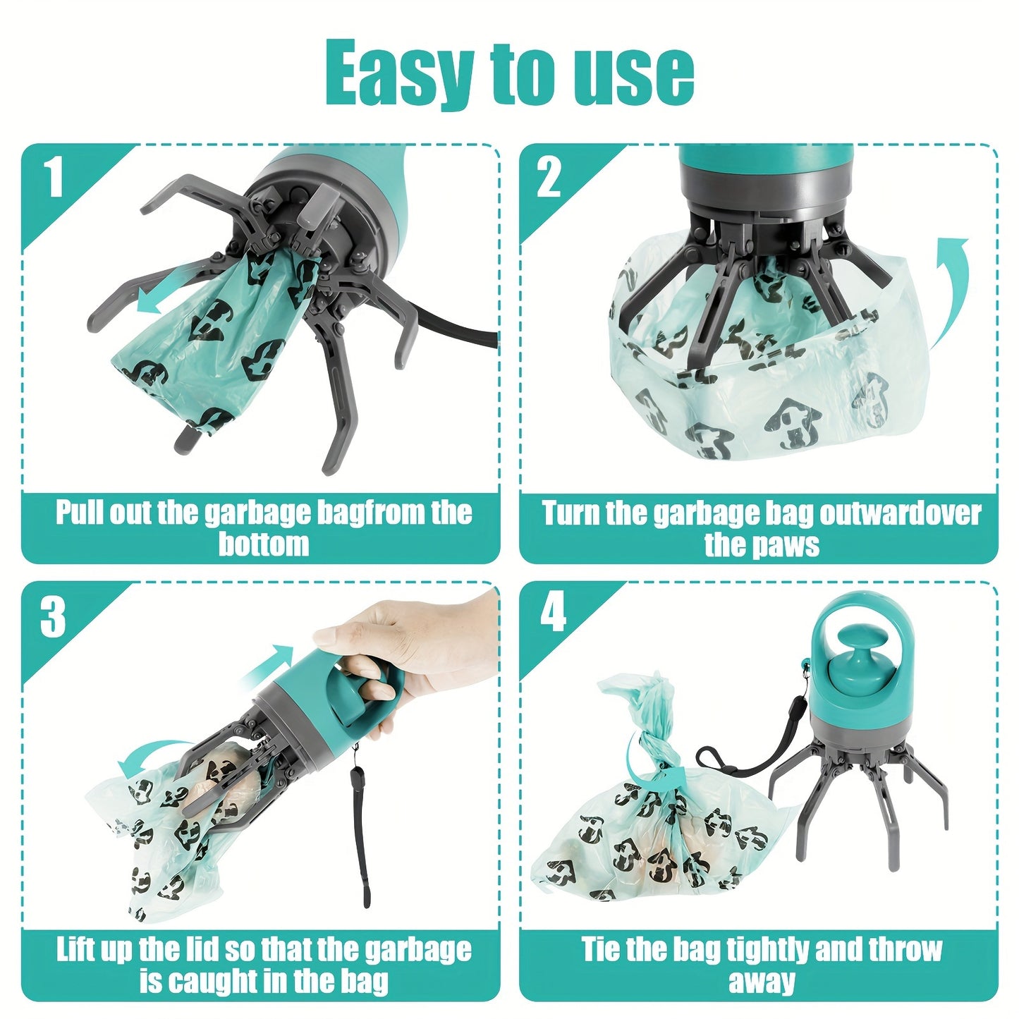 Ramasse-crottes pour chien portable – Pince hygiénique Allforpet pour ramasser les déjections canines sans contact, idéale pour les balades et la propreté urbaine - All For Pet