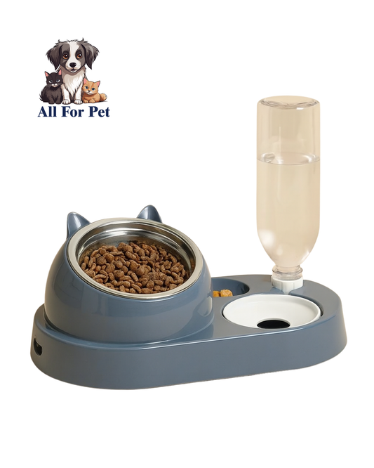 Gamelle Double 2-en-1 avec Fontaine Automatique pour Chiens et Chats – Design Antidéversement et Hygiénique