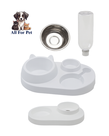Gamelle Double 2-en-1 avec Fontaine Automatique pour Chiens et Chats – Design Antidéversement et Hygiénique