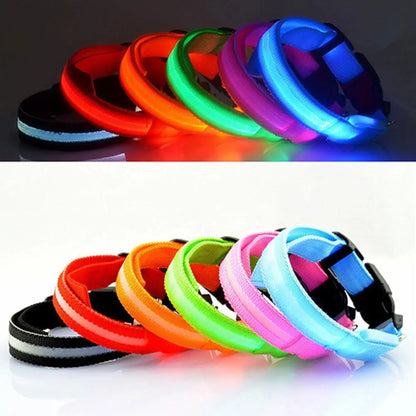 Collier Lumineux LED pour Chien et Chat – Sécurité Nocturne Réglable – 3 Modes de Flash – Étanche – Tailles S, M, L – Plusieurs Couleurs