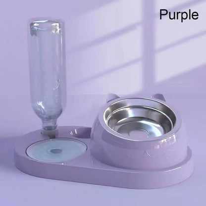 Gamelle Double 2-en-1 avec Fontaine Automatique pour Chiens et Chats – Design Antidéversement et Hygiénique
