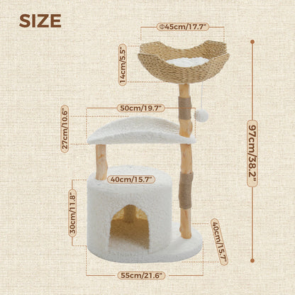 Arbre à Chat de Luxe en Bois Massif – Design Élégant, Confort Suprême et Stabilité Inégalée | All For Pe